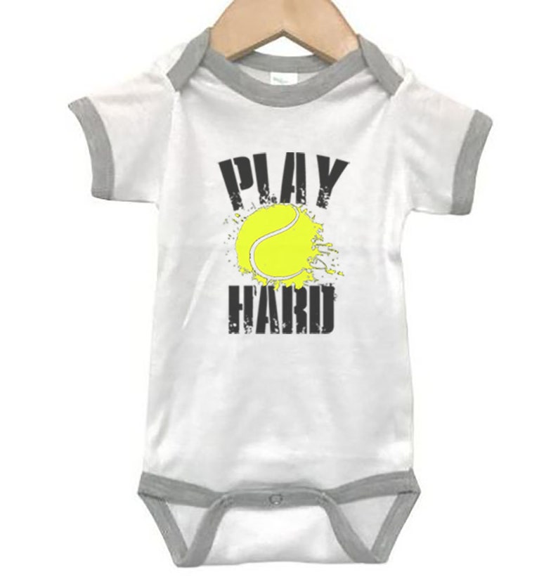 Tennis Onesie Play Hard Baby Tennis Outfit Tennis Bodysuit Etsy