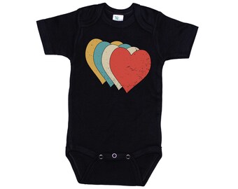 Heart Onesie®, Colorful Hearts, Valentine's Day Onesie®, Vintage Hearts, Distressed Hearts, Heart Bodysuit, Baby Gift, Valentine's Romper