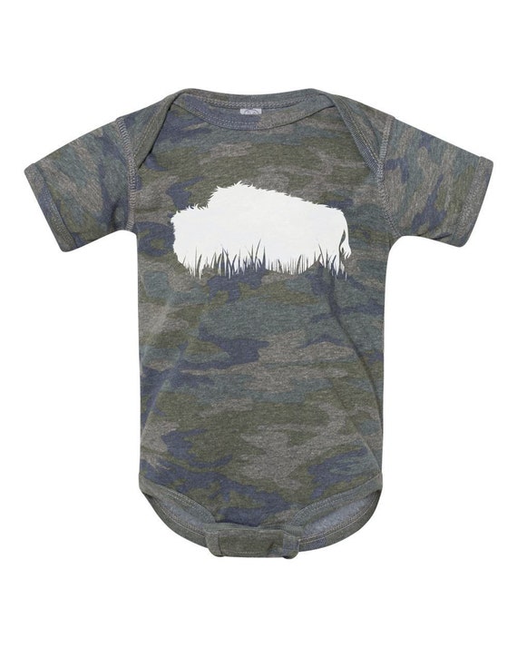 Buffalo Onesie Grass Buffalo Native American Baby Camo Etsy