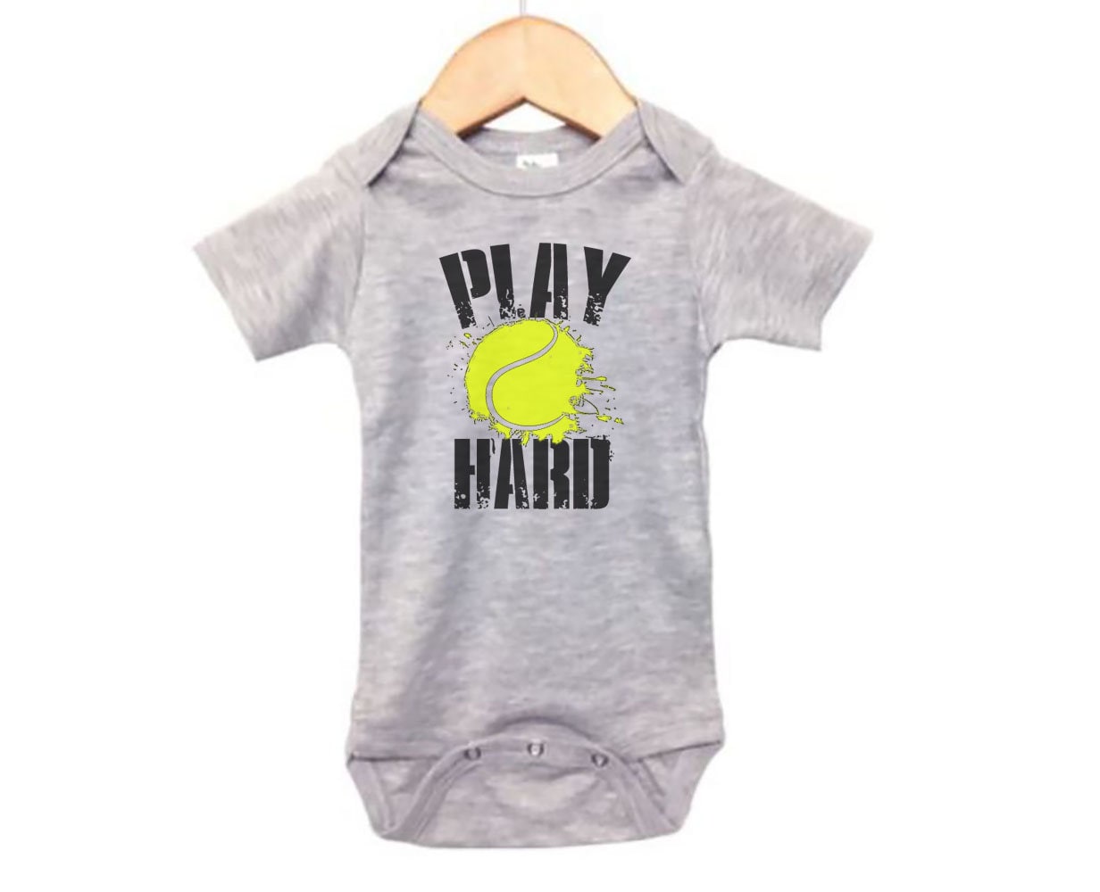 Tennis Onesie Play Hard Baby Tennis Outfit Tennis Bodysuit Etsy
