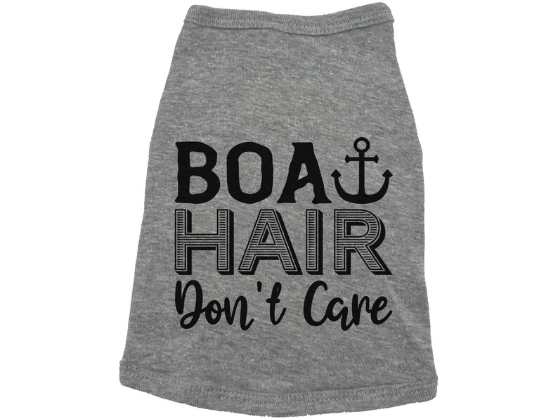 El pelo de barco no importa, camiseta divertida para perro, camiseta para perro del lago, camiseta para cachorro, lindo atuendo para perro, perro de barco, regalo para cachorro, ropa de moda para perro, pelo de barco GREY (BLACK TEXT)