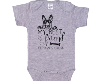 My Best Friend Is a German Shepherd Baby Bodysuit, Dog Lover Baby Outfit, German Shepherd Infant One Piece, Puppy Baby Clothes