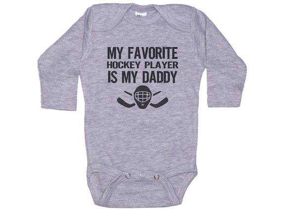 Hockey Onesie®, My Favorite Hockey Player Is My Daddy, Newborn Hockey Outfit, Infant Hockey Romper, Baby Hockey Outfit, Hockey Apparel