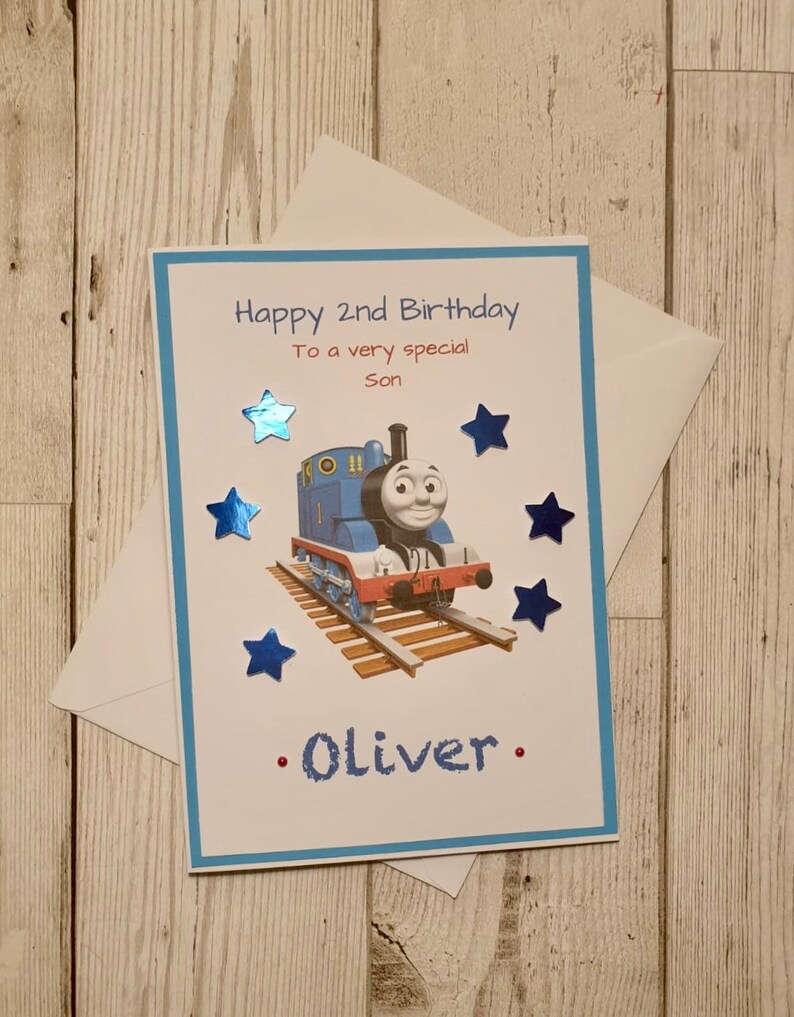 Thomas the tank engine handmade personalised birthday card | Etsy