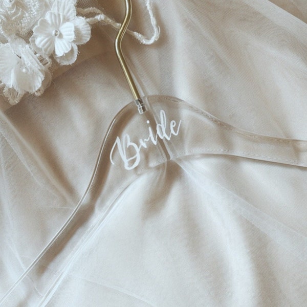 Kleiderbügel mit Beschriftung I personalisiert I Hochzeit I Brautkleidbügel | Acrylbügel