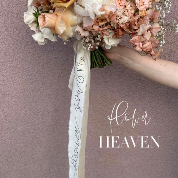 Handbeschriebenes Baumwollband Seidenband, personalisiertes Schleifenband, Brautstrauß Band Hochzeit