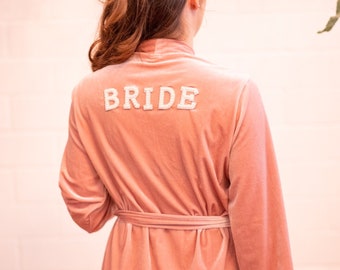 Dressing Gown for Bride's Wedding Day, Bridesmaids, Maid of Honor, Personalized, Velvet, Getting Ready, Gift, Getting Ready, Robe