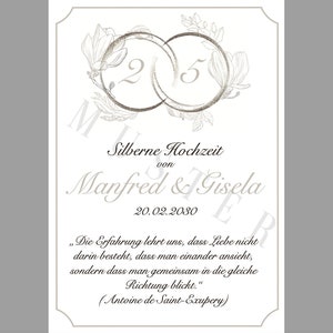 Urkunde zur Silberhochzeit, Geschenk Hochzeit 25 Jahre Silber, silberne Hochzeit