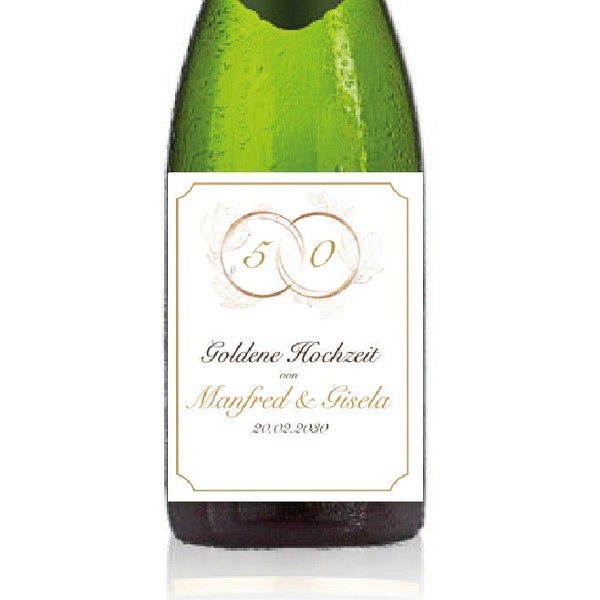 Personalized label for sparkling wine bottle for the golden wedding | Gift | Bottle label | Sticker