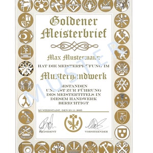 Golden master craftsman’s certificate as an individual certificate