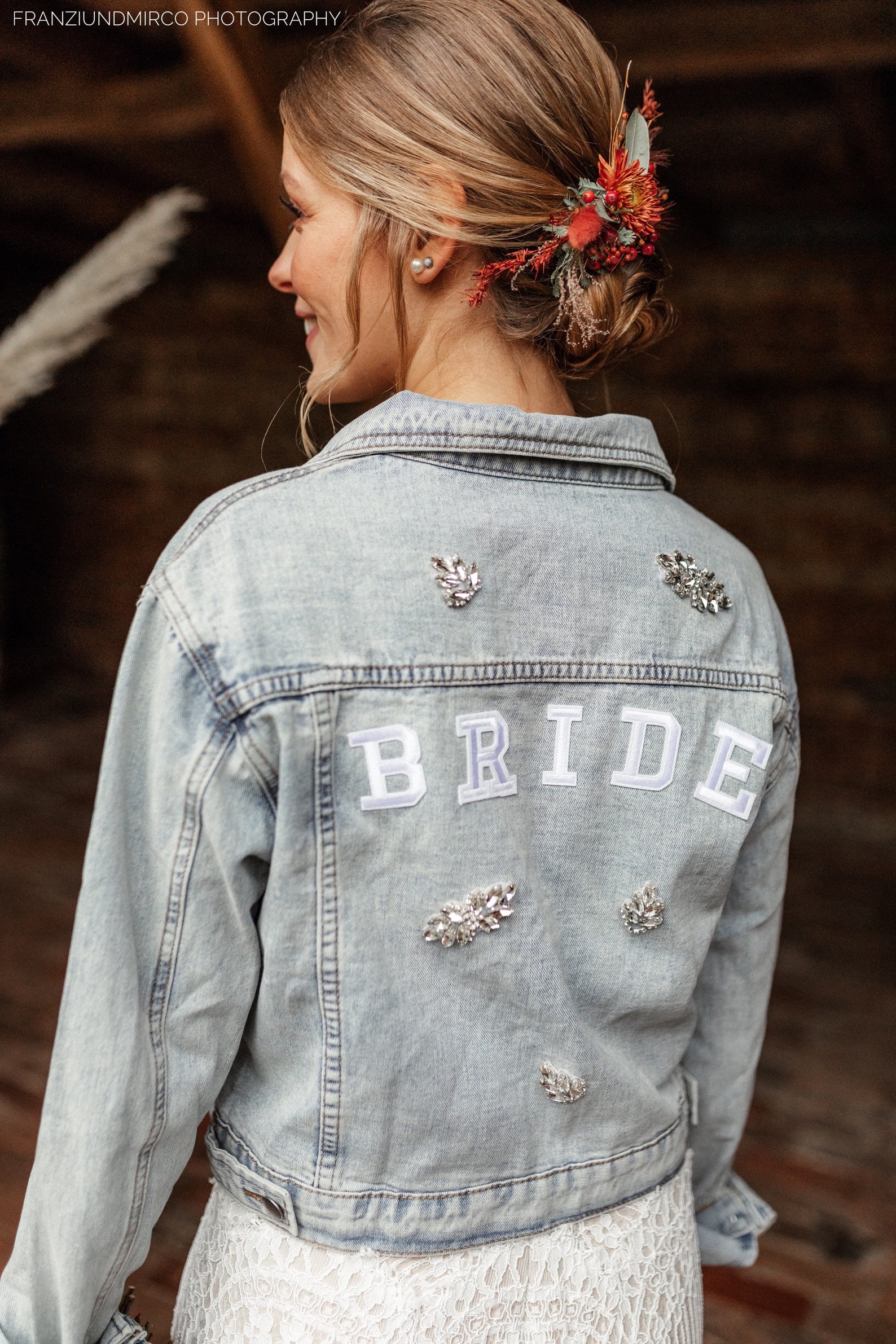 Veste en jean mariée boho avec strass appliqués veste de Etsy France