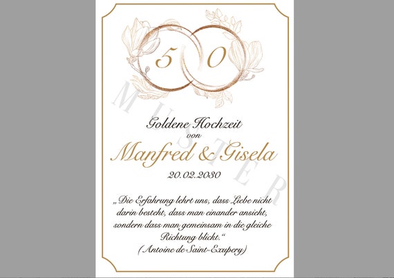 Certificado de bodas de oro, regalo boda 50 años oro, bodas de oro, bodas  de oro -  España