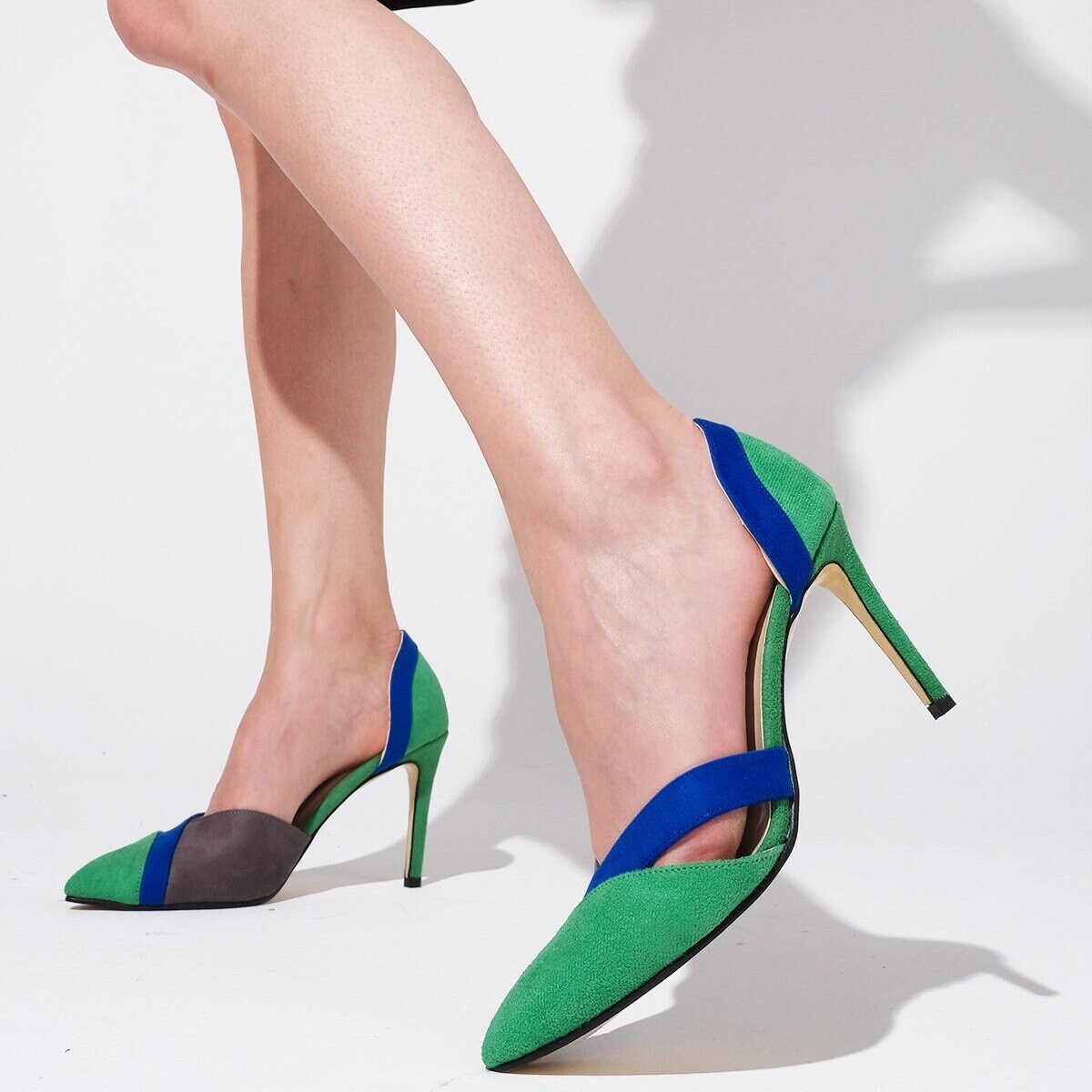 colour block heels
