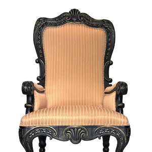 Throne Chair 19th Century Georgian Ebonized Mahogany Throne Chair