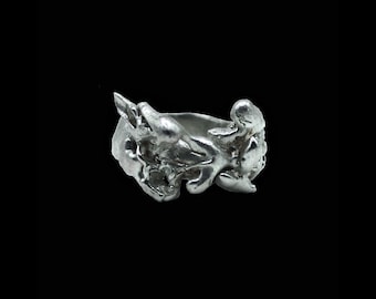 Anillo de ángel de plata abstracto esculpido a mano