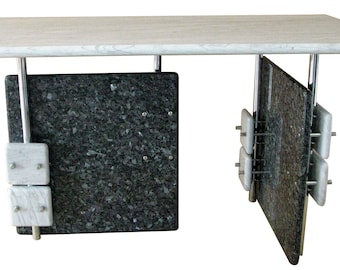 MARBLE DESKTOP TABLE with legs in chromed steel