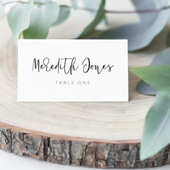 Wedding Place Cards Template Simple Handwriting Printable Etsy