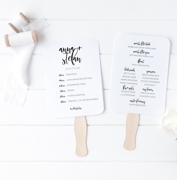 Simple Ceremony Program Fan Minimal Modern Wedding Program Etsy