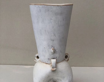Escultura de cerámica con trípode, obra de arte de cerámica hecha a mano, estatua de porcelana