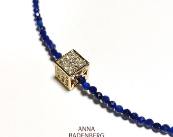 ラピスラズリ MEN'S JEWELRY Bracelet Made of Preciosa Glass Beads in Blue