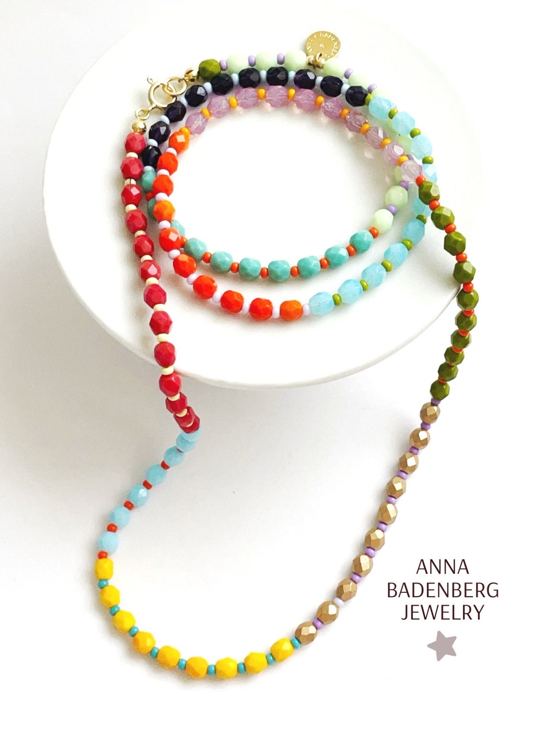 tol CHAIN Bohemian Glass Beads in Rainbow Colors and Colorful