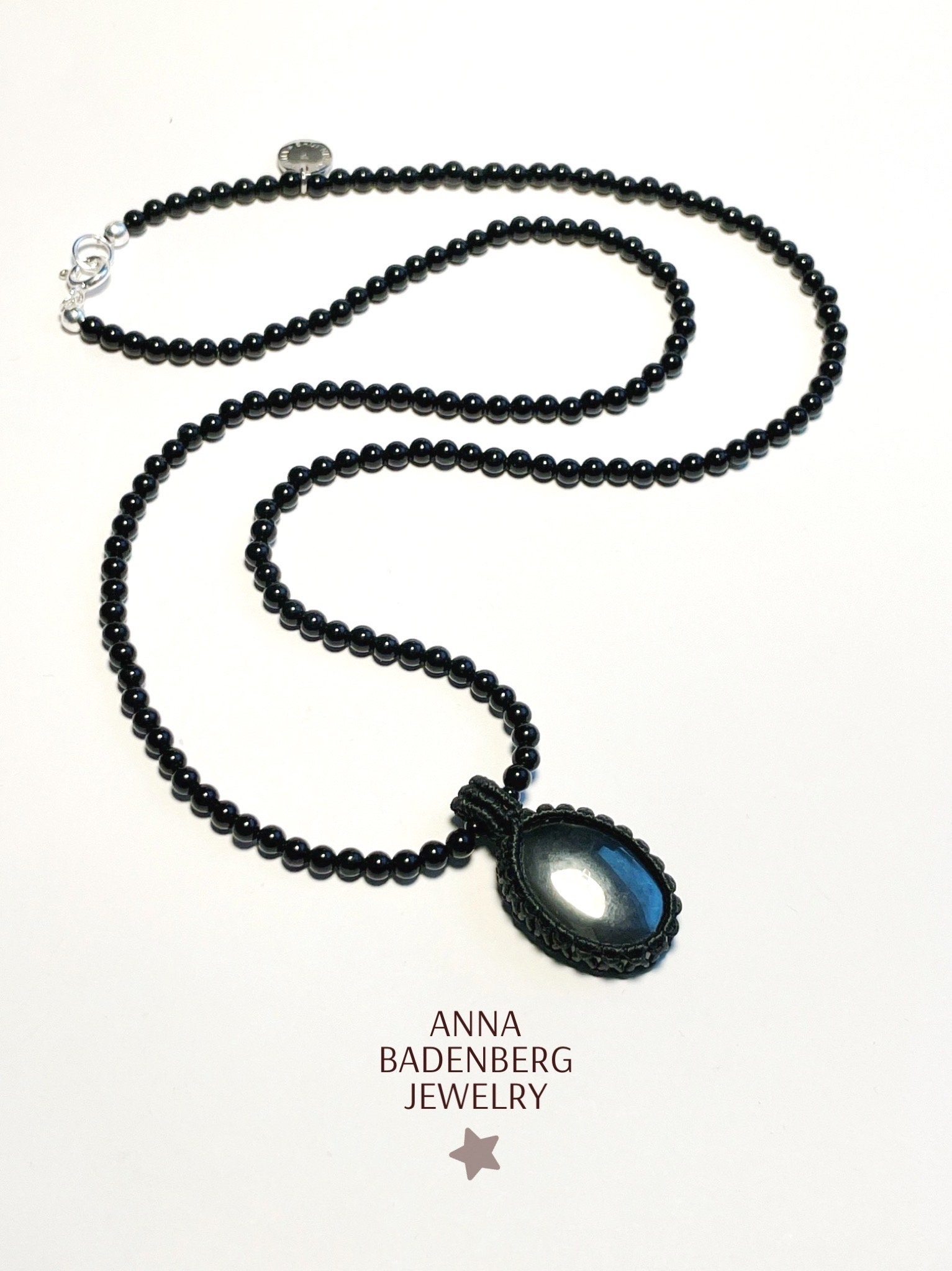 ネックレス メンズジュエリー 光沢のあるオニキスボールを使用したネックレス