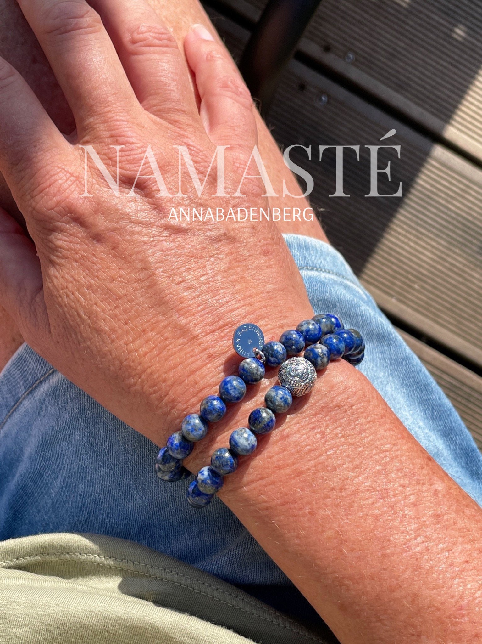 ラピスラズリ MEN'S JEWELRY Bracelet Made of Preciosa Glass Beads in Blue