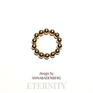 RING (5 mm) magical ball ring stacking ring made of shining 925 Sterling silver balls 5 mm, 24Kt gold plated