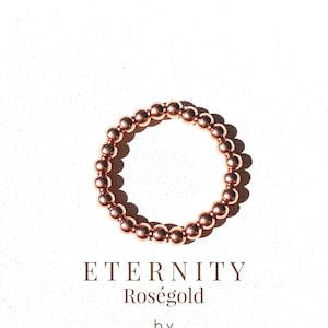 RING (3 mm) magical ball ring stacking ring made of shining sterling silver balls, 24Kt rose gold plated. Stacking ring, ball ring
