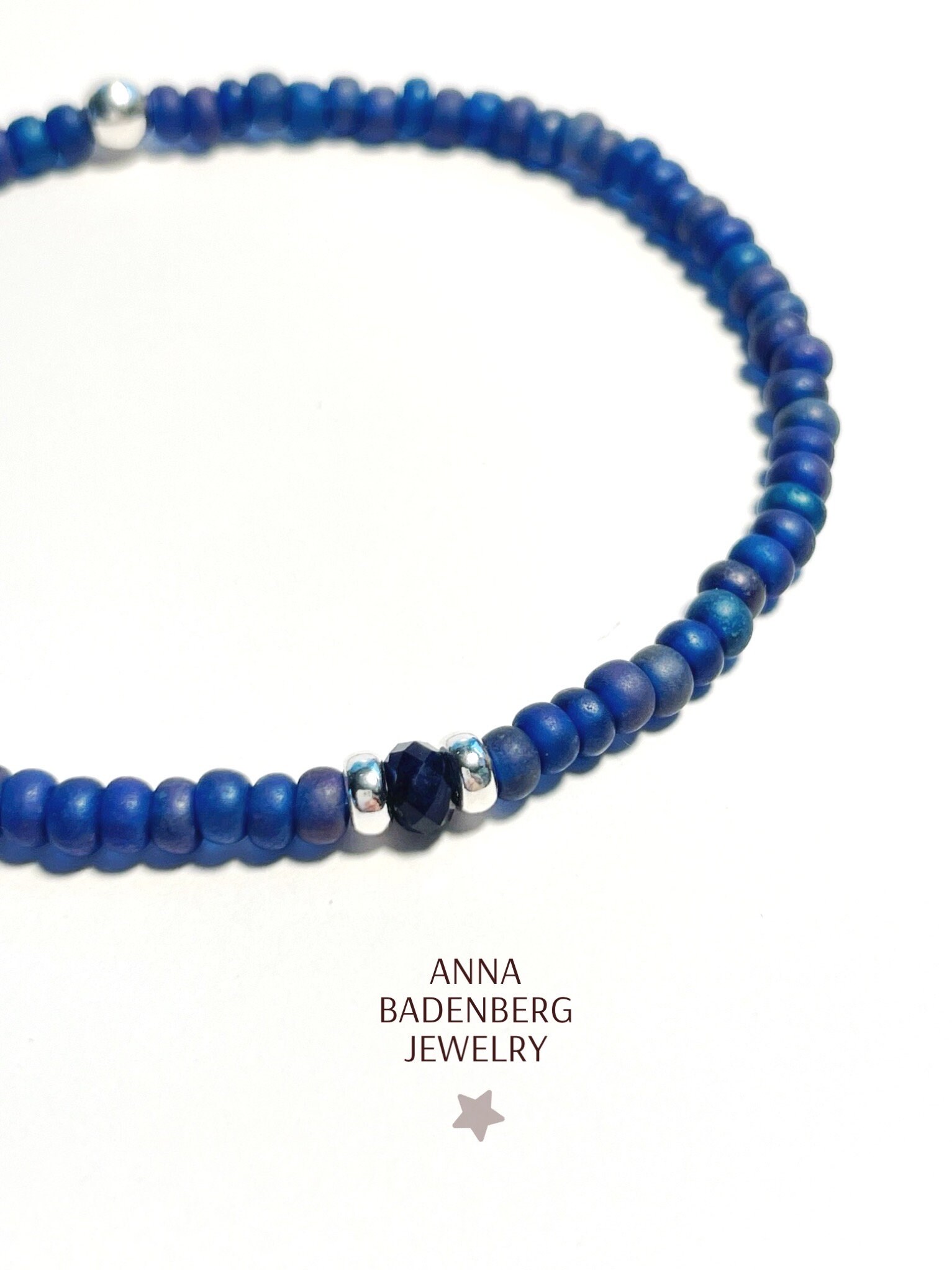 ラピスラズリ MEN'S JEWELRY Bracelet Made of Preciosa Glass Beads in Blue