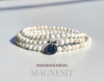 BRACELET made of magnesite beads (4 mm) and two 925 sterling silver spacers. Wrap bracelet