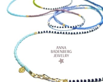 Collier Réglable En Amazonite Bleue Naturelle Perles 2 Mm - Gemsbeadcreation - Fait Main