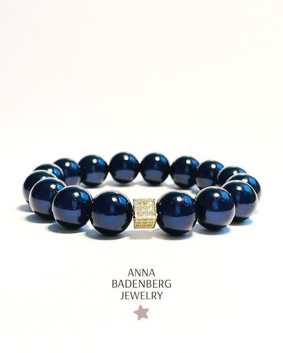 ラピスラズリ BRACELET (12 Mm) Made of Shimmering Miracle Pearls in the