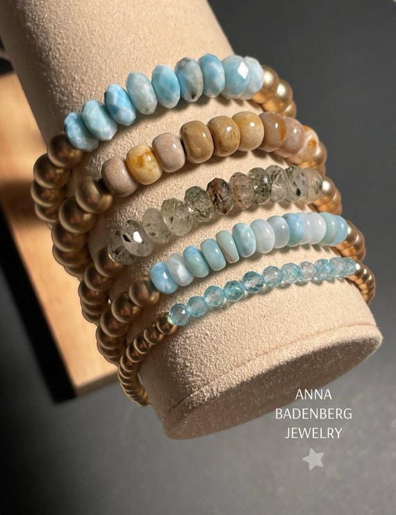 ラリマー BRACELET Choice of 5 Designs, Larimar, Biotite Tourmaline