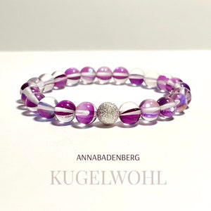 BRACELET made of Mystic Rock Crystal (8 mm) and a spacer made of Sterling Silver (925) diamond-cut