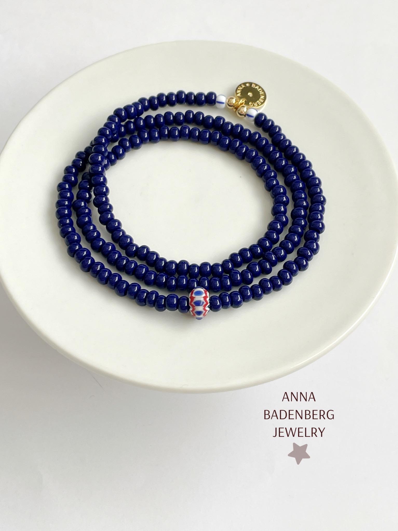 ラピスラズリ MEN'S JEWELRY Bracelet Made of Preciosa Glass Beads in Blue