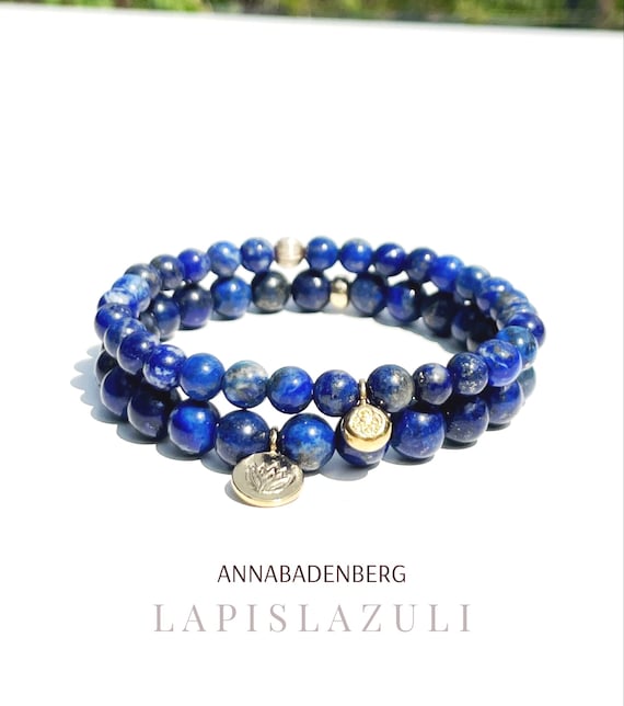 Bracelet Perles Lapis Lazuli 8 Mm Fabriqué En France - Neuf Avec étiquettes, Marque A Bijoux