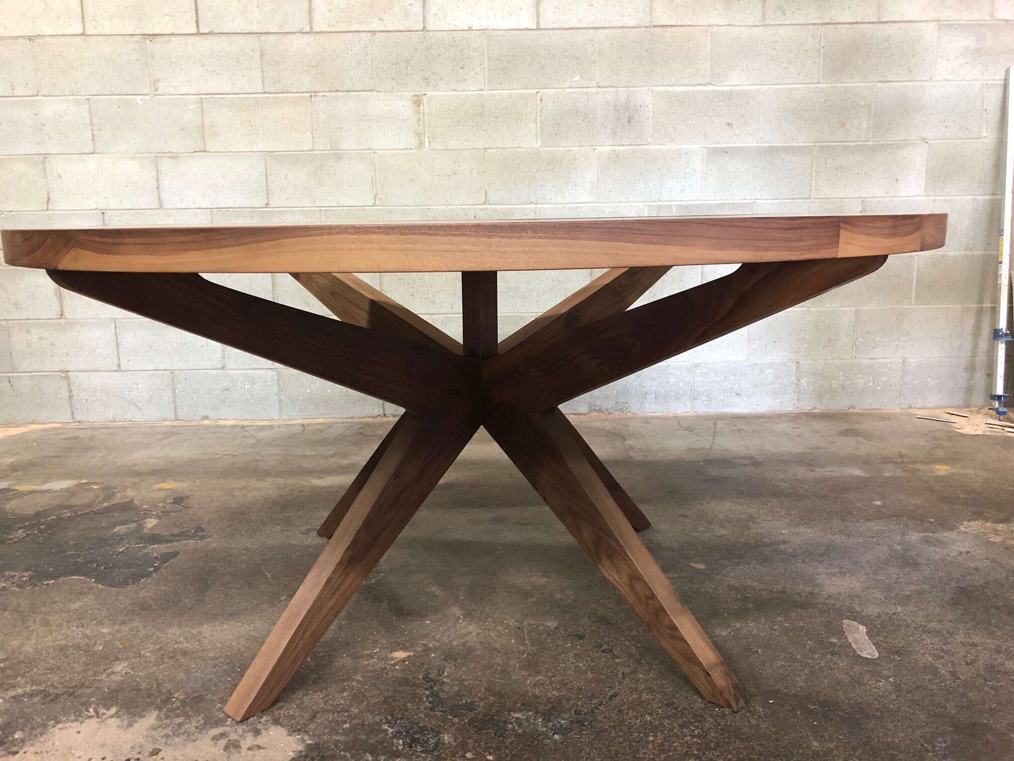 Round Black Walnut Dining Table With Glass Etsy