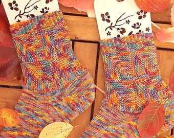 Fröhlich-bunte Patchworksocken in Größe 38/39