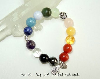 Chakra Balance Armband aus 14 Edelsteinen, Esoterik, Regenbogen, Energiearmband, Handarbeit, Unikat