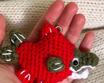 Sockeye Salmon Plush - Crochet Fish Keychain, Amigurumi Bag Charm, Ocean Animal Gift, Realistic Crochet Fish