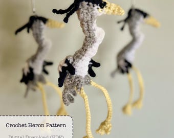 Heron Crochet Pattern – Amigurumi Keychain PDF (Intermediate)