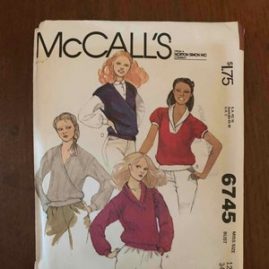 1979 McCall&#39;s VINTAGE Sewing Pattern 6745 Top Misses&#39; Size 12