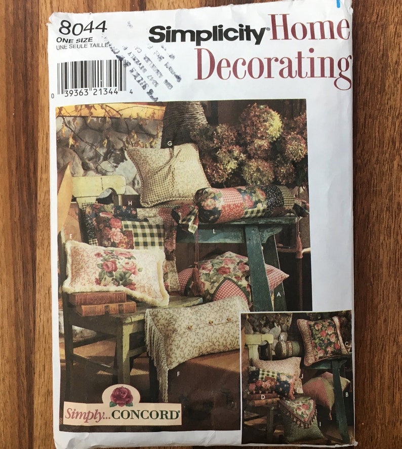 Simplicity Home Decorating 8044 Uncut Pillow Sewing Pattern Etsy