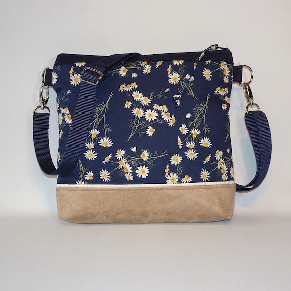 Schoudertas bloemen handtas dames schoudertas blauw