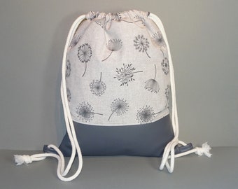 Turnbeutel Pusteblume  grauer Turnbeutel Rucksack Turnbeutel Blume