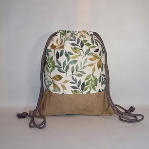 Gym bag leaves backpack leather