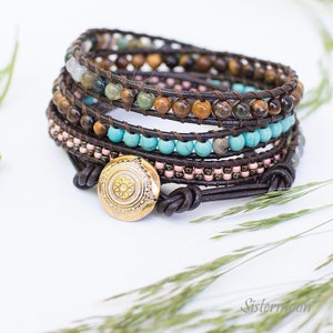Boho armband mineralen Kleuren van de Aarde