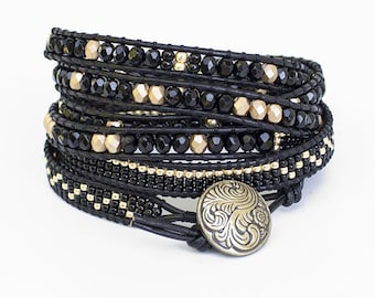 Bransoleta boho Black and Gold