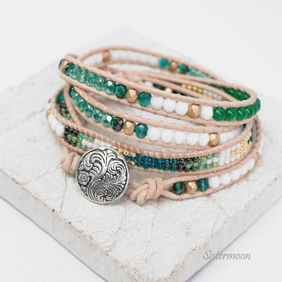 Chan Luu Green Beaded Wrap Bracelet Chan Luu Style Green Wrapped Bracelet - Etsy main image 2